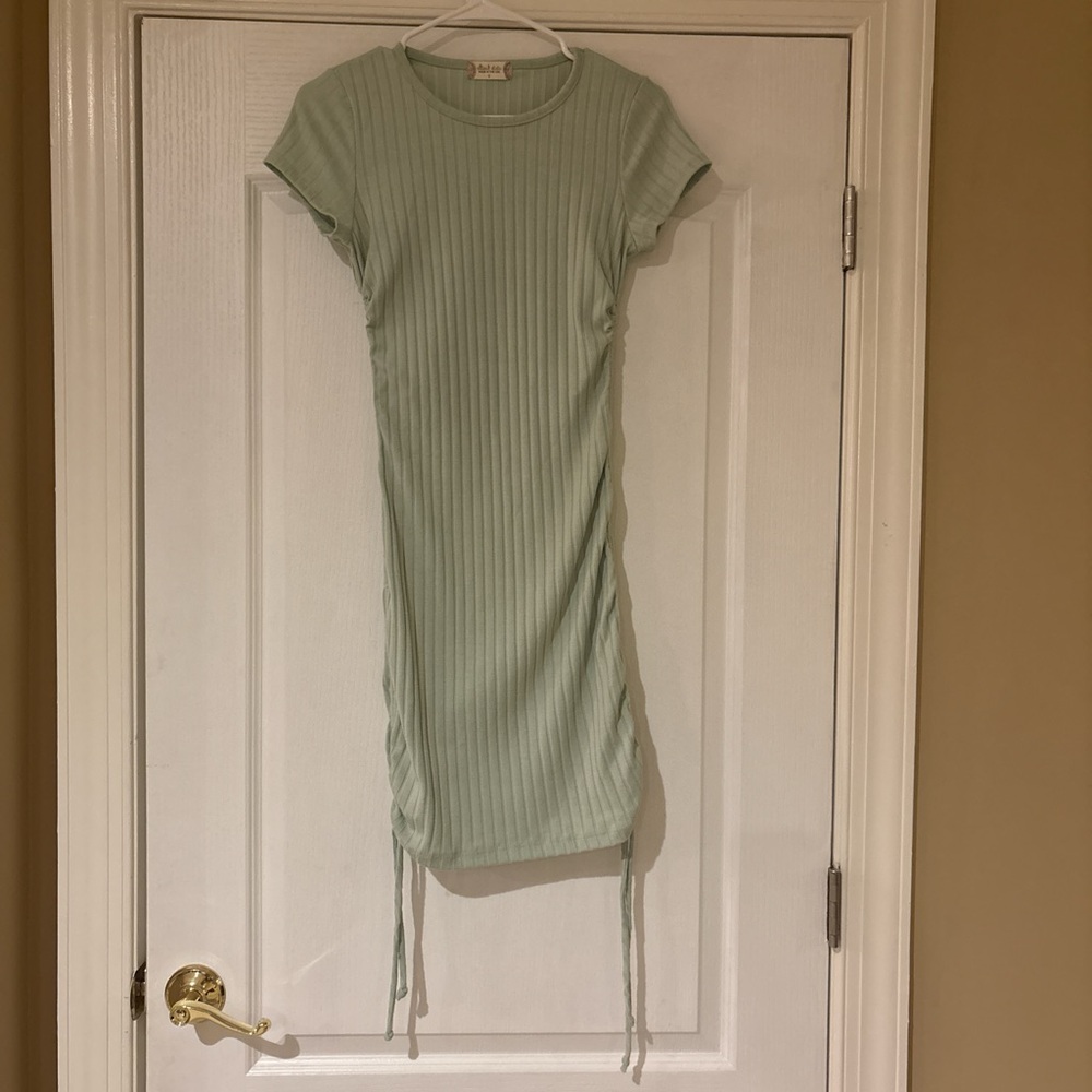 Altar'd State Light Green Ribbed Mini Dress